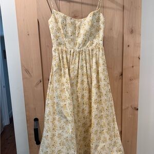 House of CB Soft Yellow Dress with Floral Trim